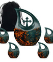 Peacock Theme Large Urn With 4 Keepsake Urn