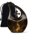 10-inch custom mom peacock urn with cross drop design, 