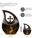 10-inch custom mom peacock urn with cross drop design, 