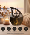 10-inch custom mom peacock urn with cross drop design, 