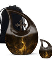 10-inch custom mom peacock urn with cross drop design, 