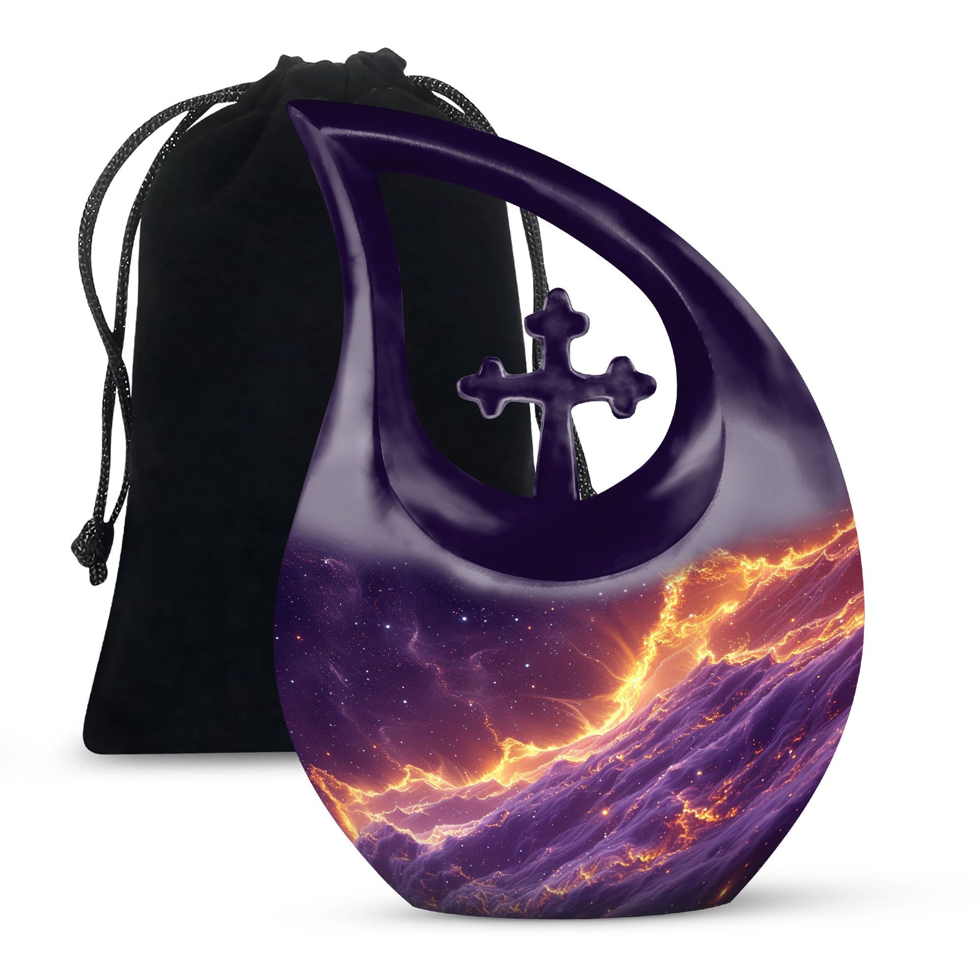 A 10-inch Nebula Galaxy Urn with Cross Drop design 