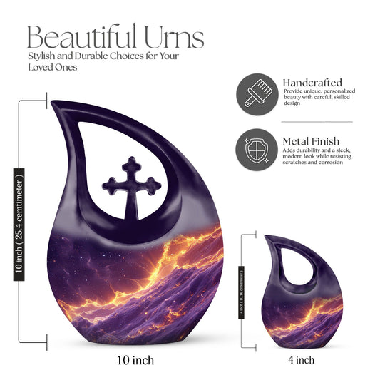 A 10-inch Nebula Galaxy Urn with Cross Drop design 