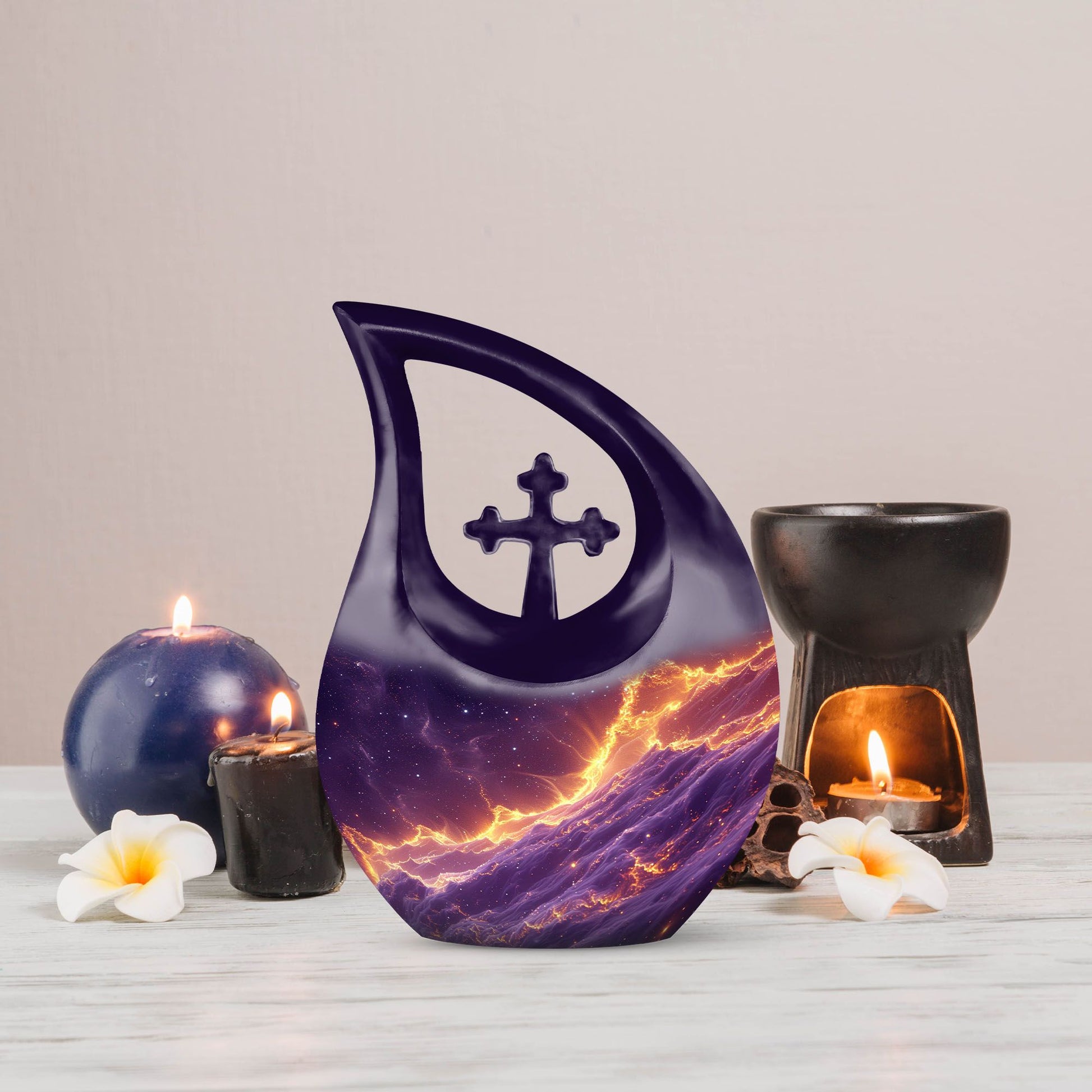 A 10-inch Nebula Galaxy Urn with Cross Drop design 