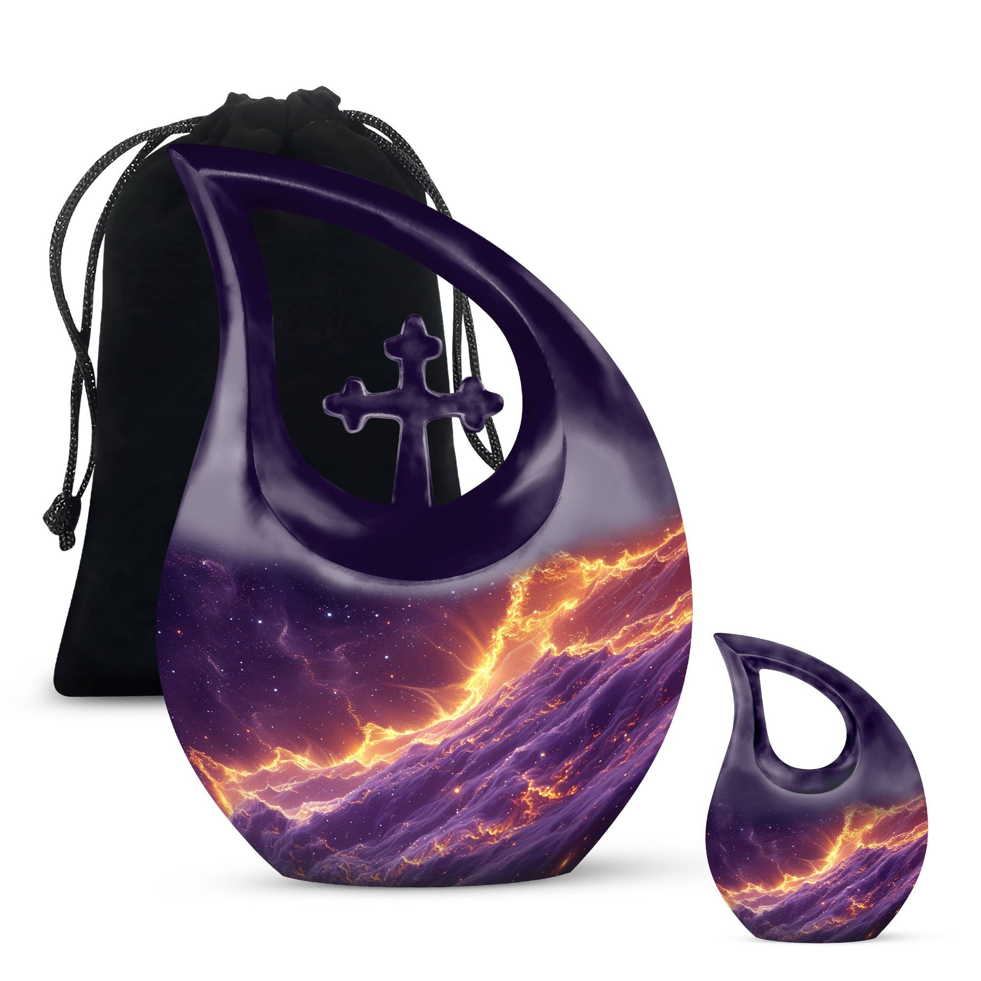 A 10-inch Nebula Galaxy Urn with Cross Drop design 