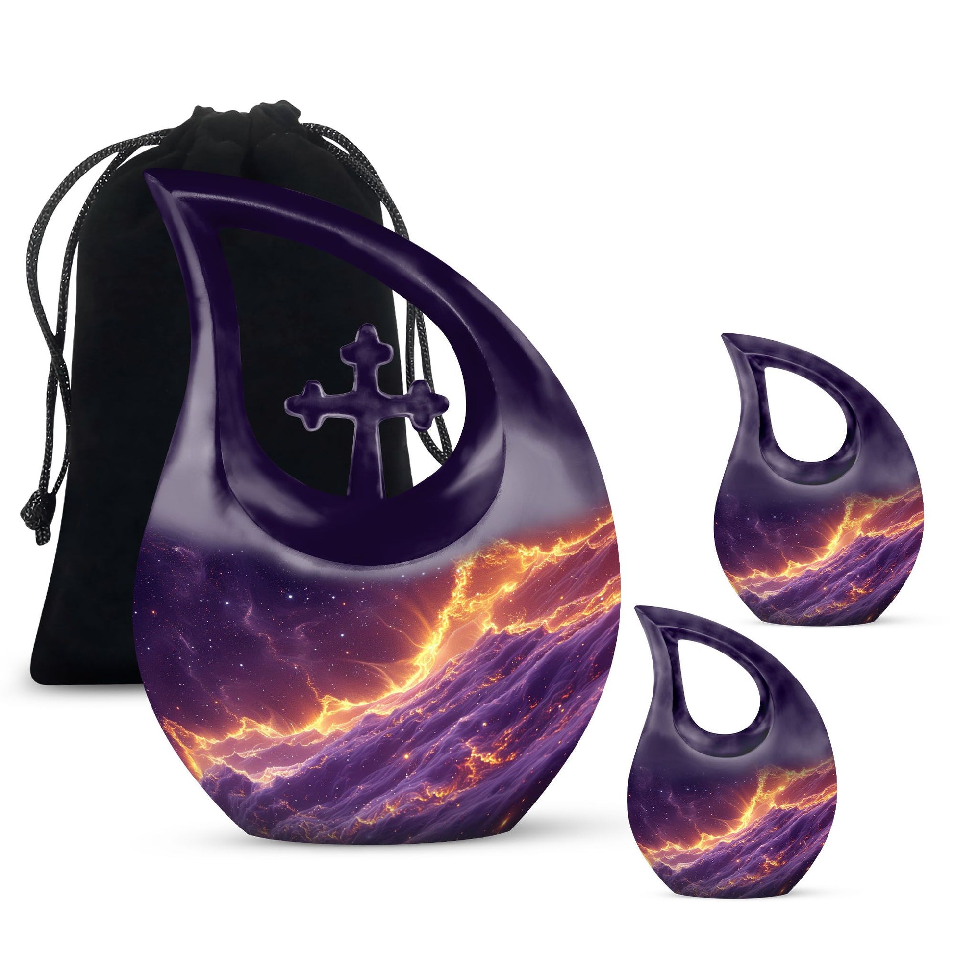 A 10-inch Nebula Galaxy Urn with Cross Drop design 