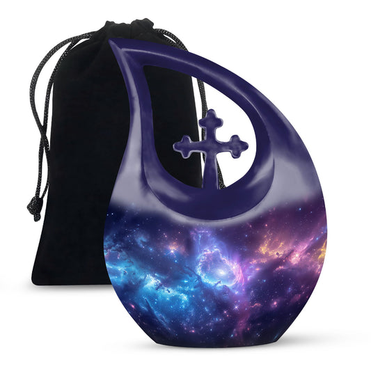 10-Inch affordable Nebula Galaxy Urn with Cross Drop design,