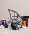 10 Inch Lion Urn with Cross Drop Design,