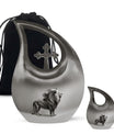 Lion Theme Large Urn With 1 Keepsake Urn