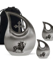 Lion Theme Large Urn With 2 Keepsake Urn