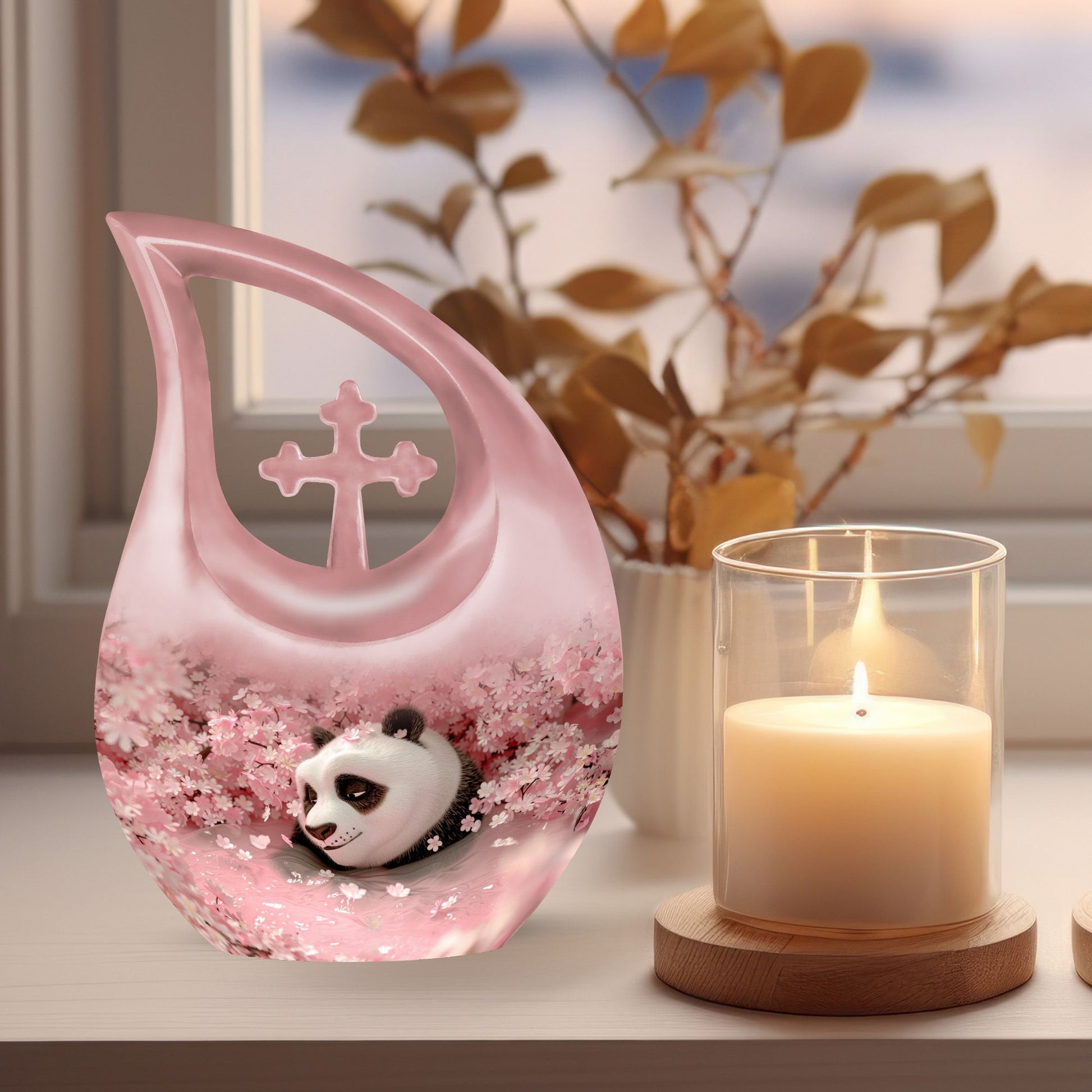 10-inch Panda-themed Cross Drop extra large urn 