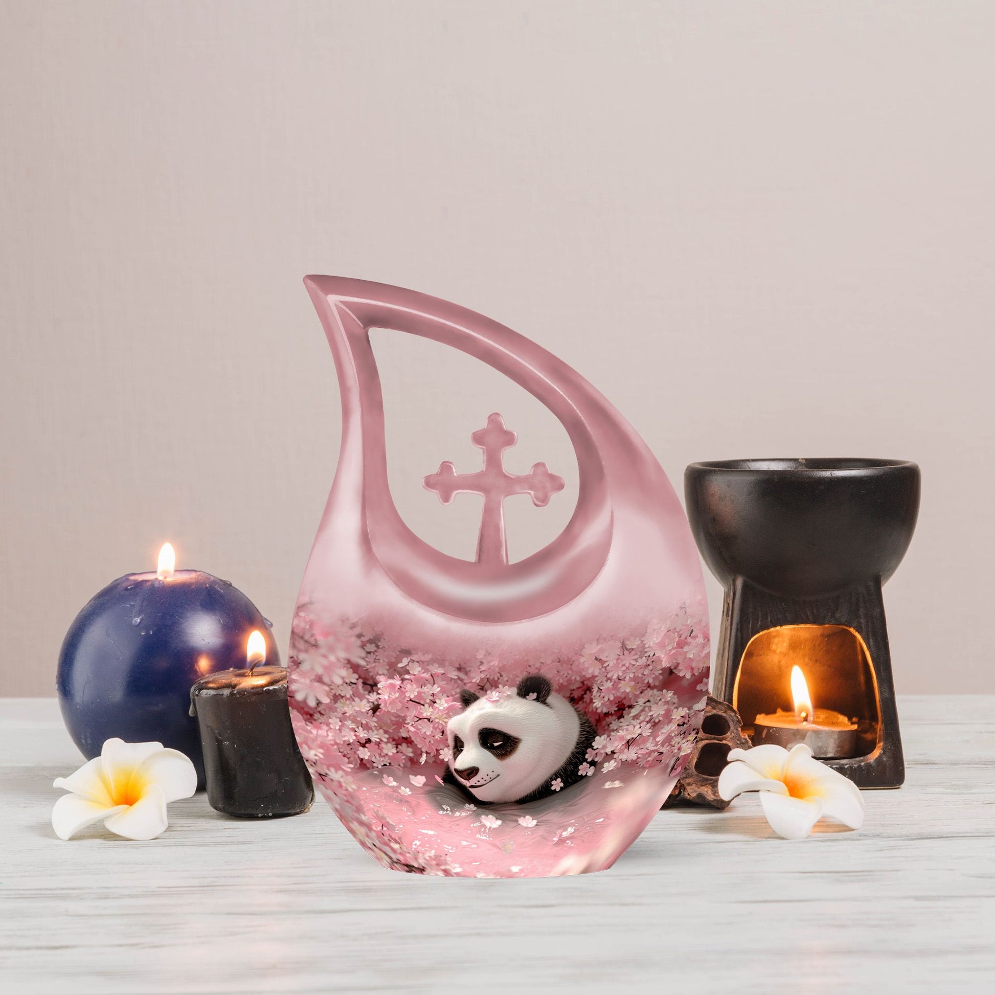 10-inch Panda-themed Cross Drop extra large urn 