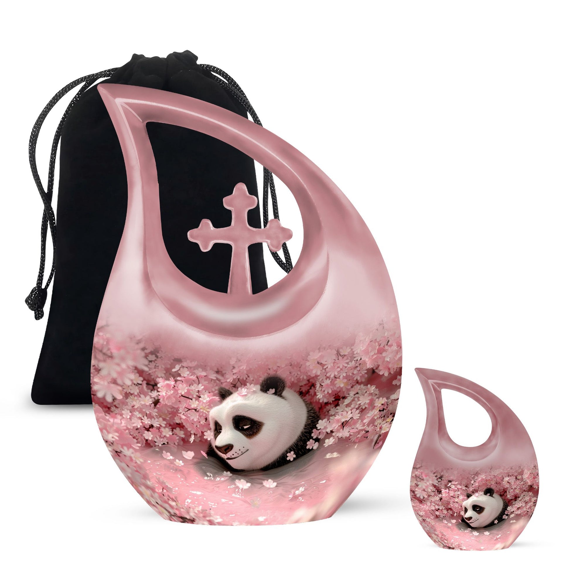 10-inch Panda-themed Cross Drop extra large urn 