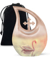 Affordable Swan Urn with Cross Drop design