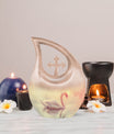 Affordable Swan Urn with Cross Drop design