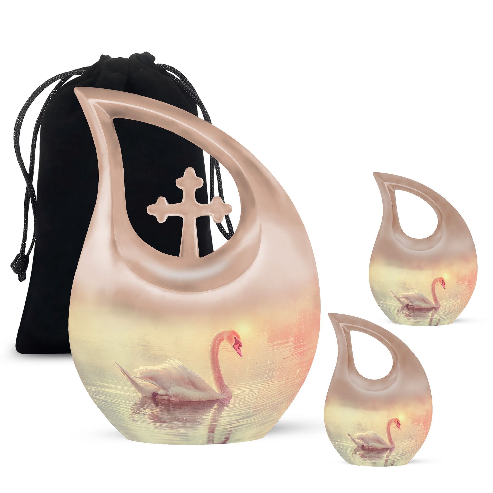 Affordable Swan Urn with Cross Drop design