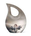 10-inch Swan-themed Cross Drop Small Memorial Urn