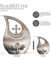 10-inch Swan-themed Cross Drop Small Memorial Urn