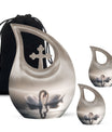 10-inch Swan-themed Cross Drop Small Memorial Urn