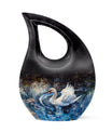 10 inch Swan Urn vase with Cross Drop