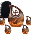 Runing Horse Theme Large Urn With 4 Keepsake Urn