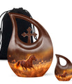 Runing Horse Theme Large Urn With 1 Keepsake Urn