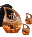Runing Horse Theme Large Urn With 2 Keepsake Urn