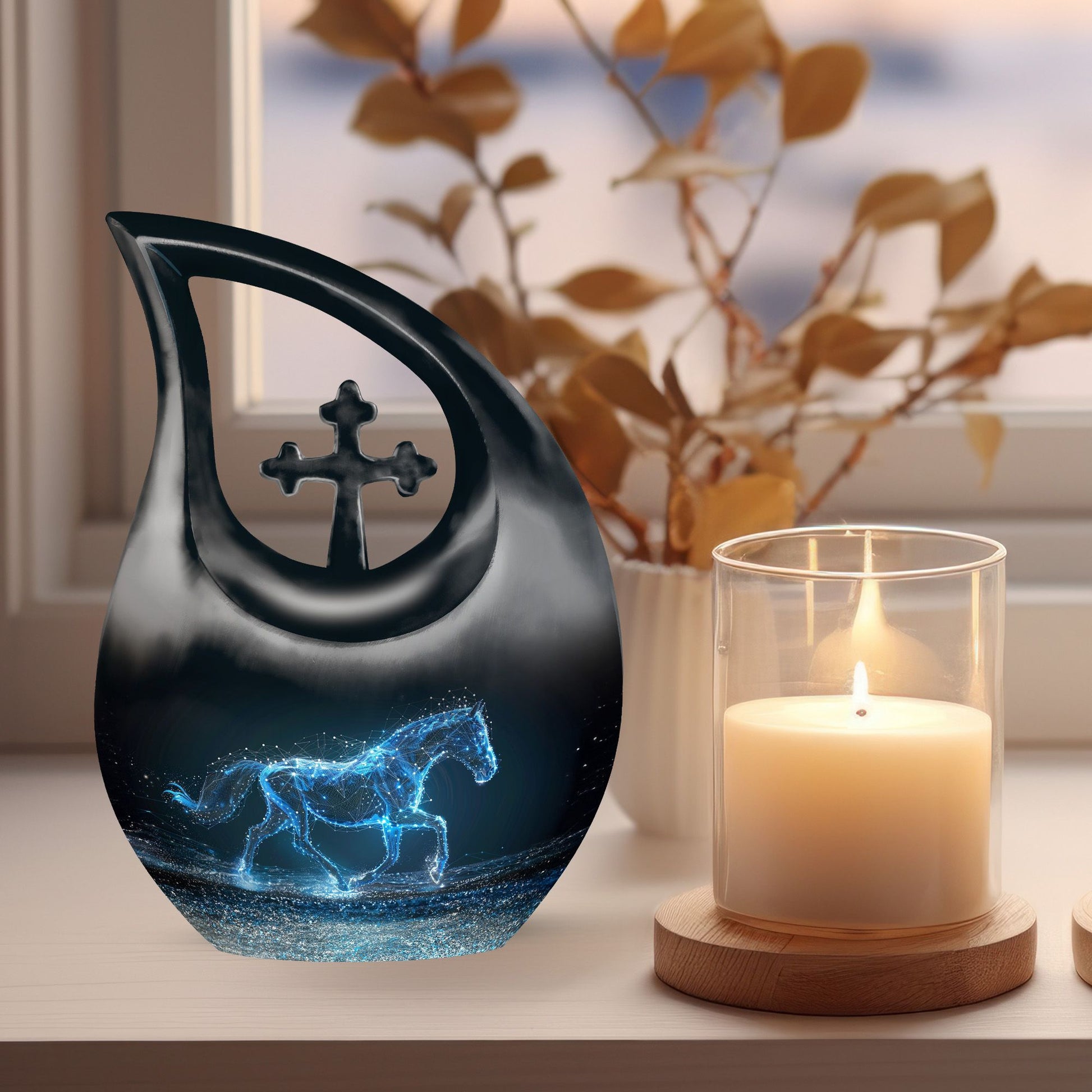 Running Horse Cross Drop affordable cremation urn