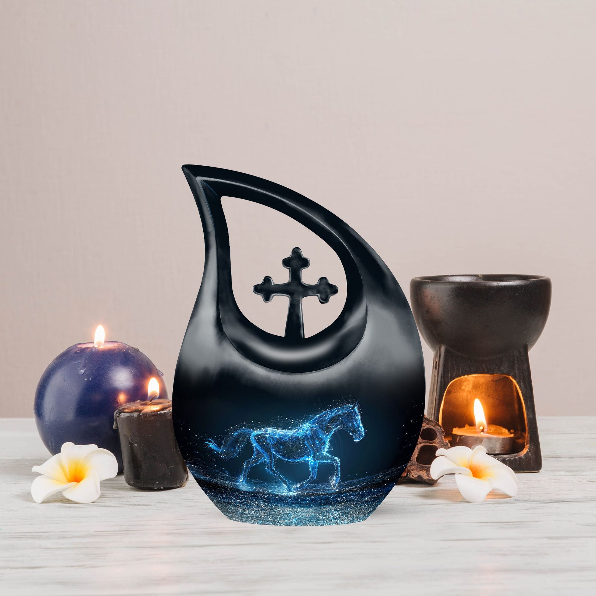 Running Horse Cross Drop affordable cremation urn