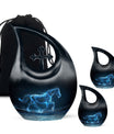 Runing Horse Theme Large Urn With 2 Keepsake Urn