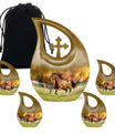 Runing Horse Theme Large Urn With 4 Keepsake Urn