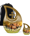 Runing Horse Theme Large Urn With 1 Keepsake Urn