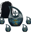 Turtle Theme Large Urn With 4 Keepsake Urn