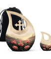 Lotus Theme Large Urn With 1 Keepsake Urn