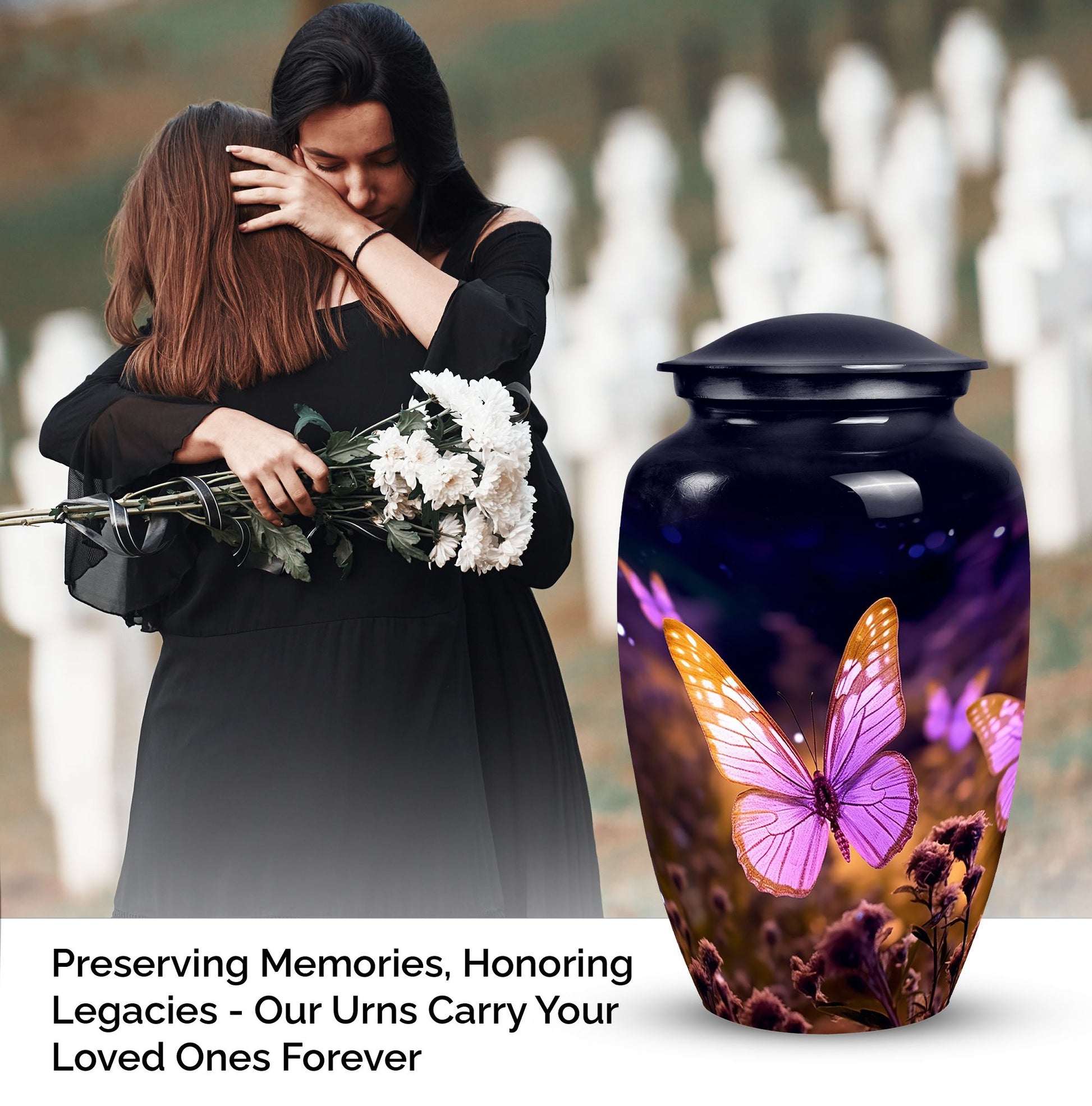 Elegant and artful Butterfly Cremation Urn, optimal for preserving ashes of an adult male or female loved one