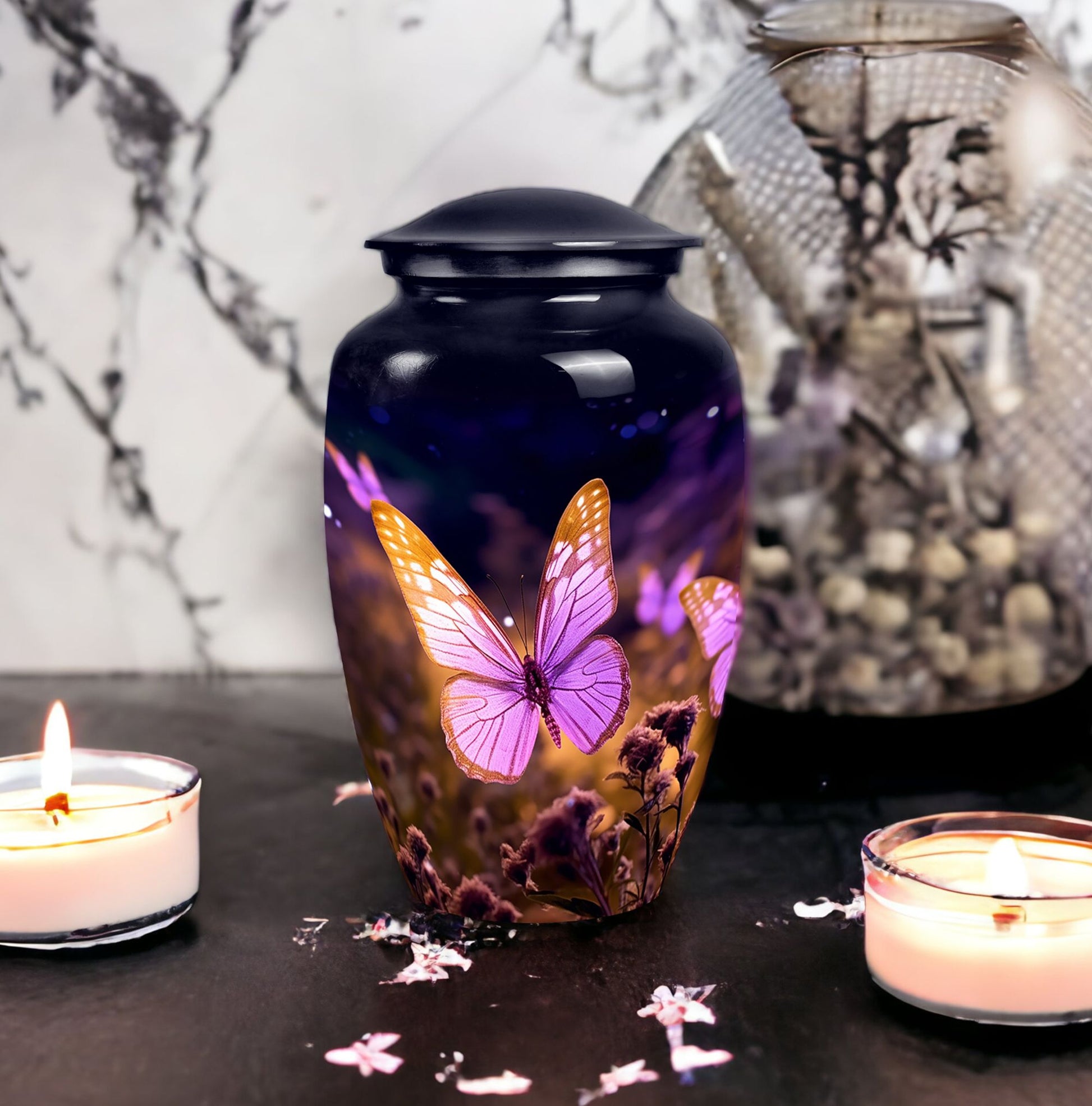 Elegant and artful Butterfly Cremation Urn, optimal for preserving ashes of an adult male or female loved one