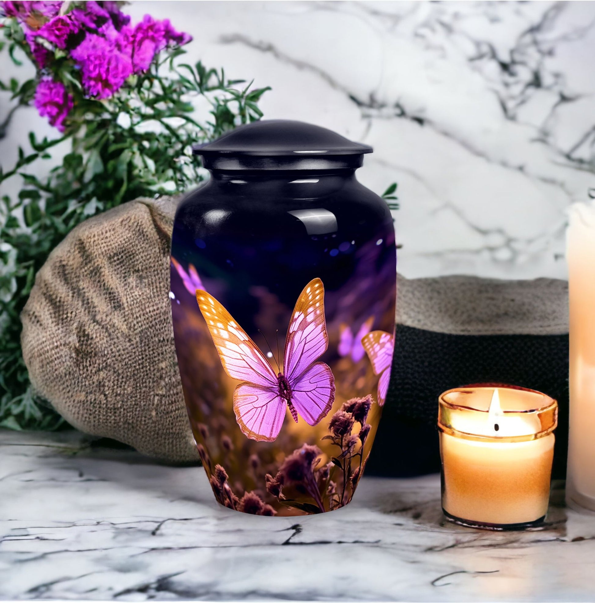 Elegant and artful Butterfly Cremation Urn, optimal for preserving ashes of an adult male or female loved one