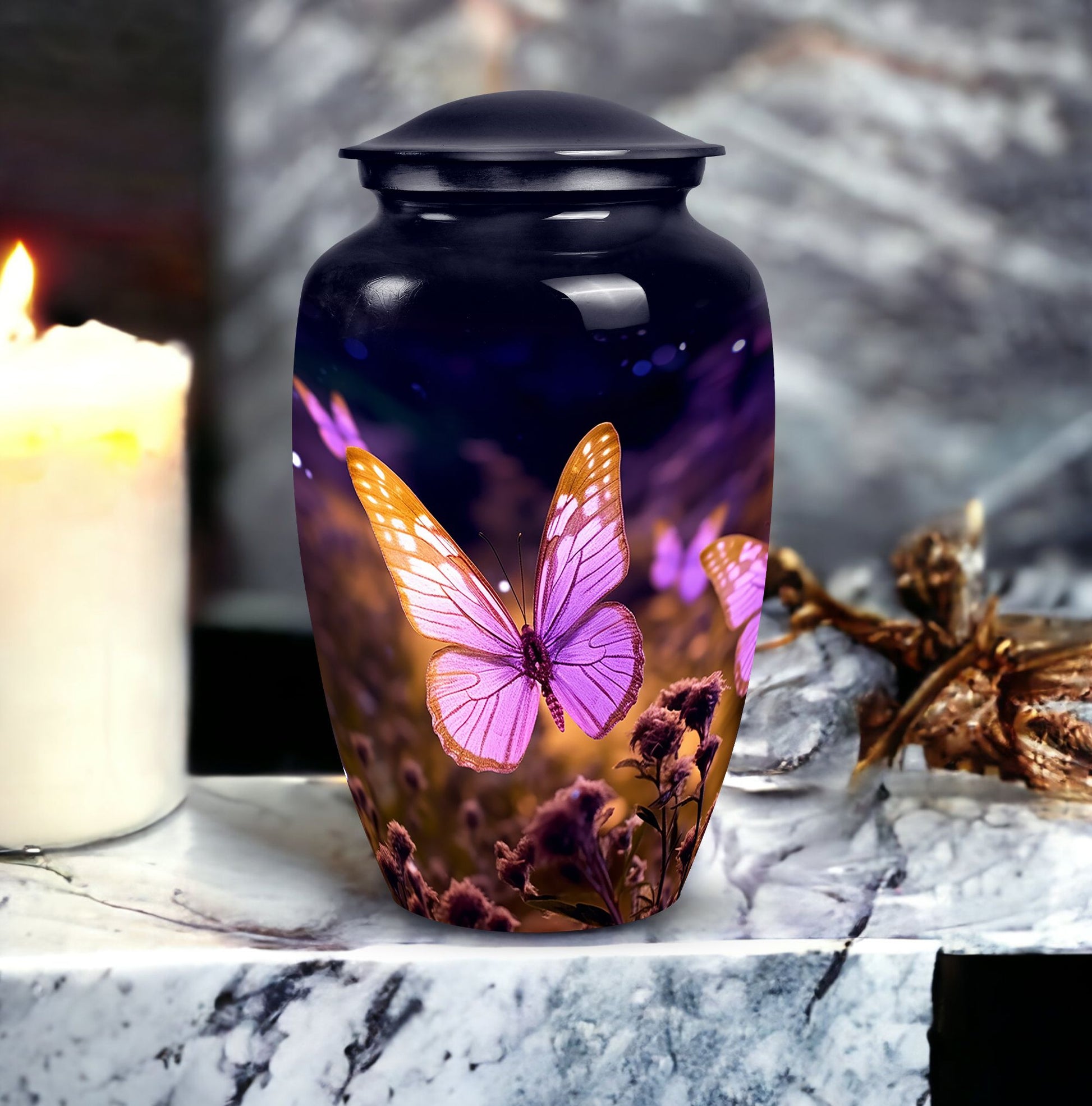 Elegant and artful Butterfly Cremation Urn, optimal for preserving ashes of an adult male or female loved one