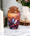 Elegant butterfly designed large urn for adult male ashes, suitable for burial or decorative purpose