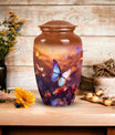 Elegant butterfly designed large urn for adult male ashes, suitable for burial or decorative purpose