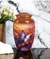 Elegant butterfly designed large urn for adult male ashes, suitable for burial or decorative purpose