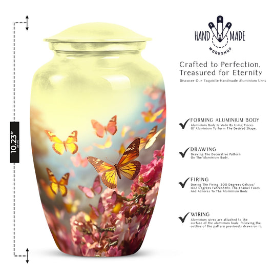 Large adult butterfly cremation urn for women, suitable for human ashes and funeral decorations