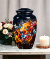 Large butterfly urn for men's ashes, a symbolic representation for a father's cremation