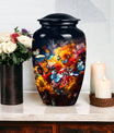 Large butterfly urn for men's ashes, a symbolic representation for a father's cremation