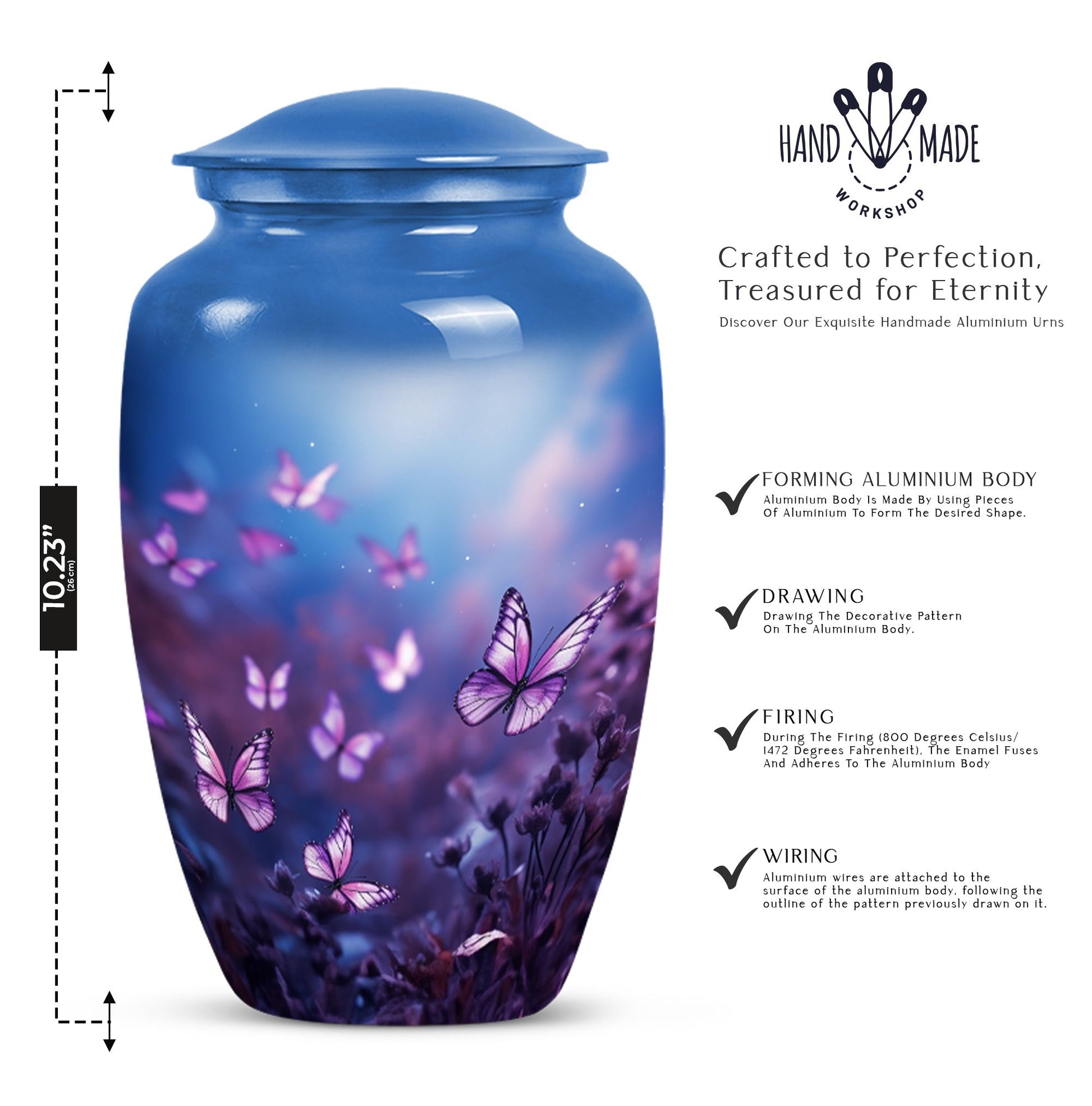 Beautiful butterfly cremation urn designed for adult human ashes, perfect for memorializing a loved one