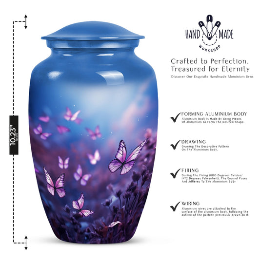 Beautiful butterfly cremation urn designed for adult human ashes, perfect for memorializing a loved one