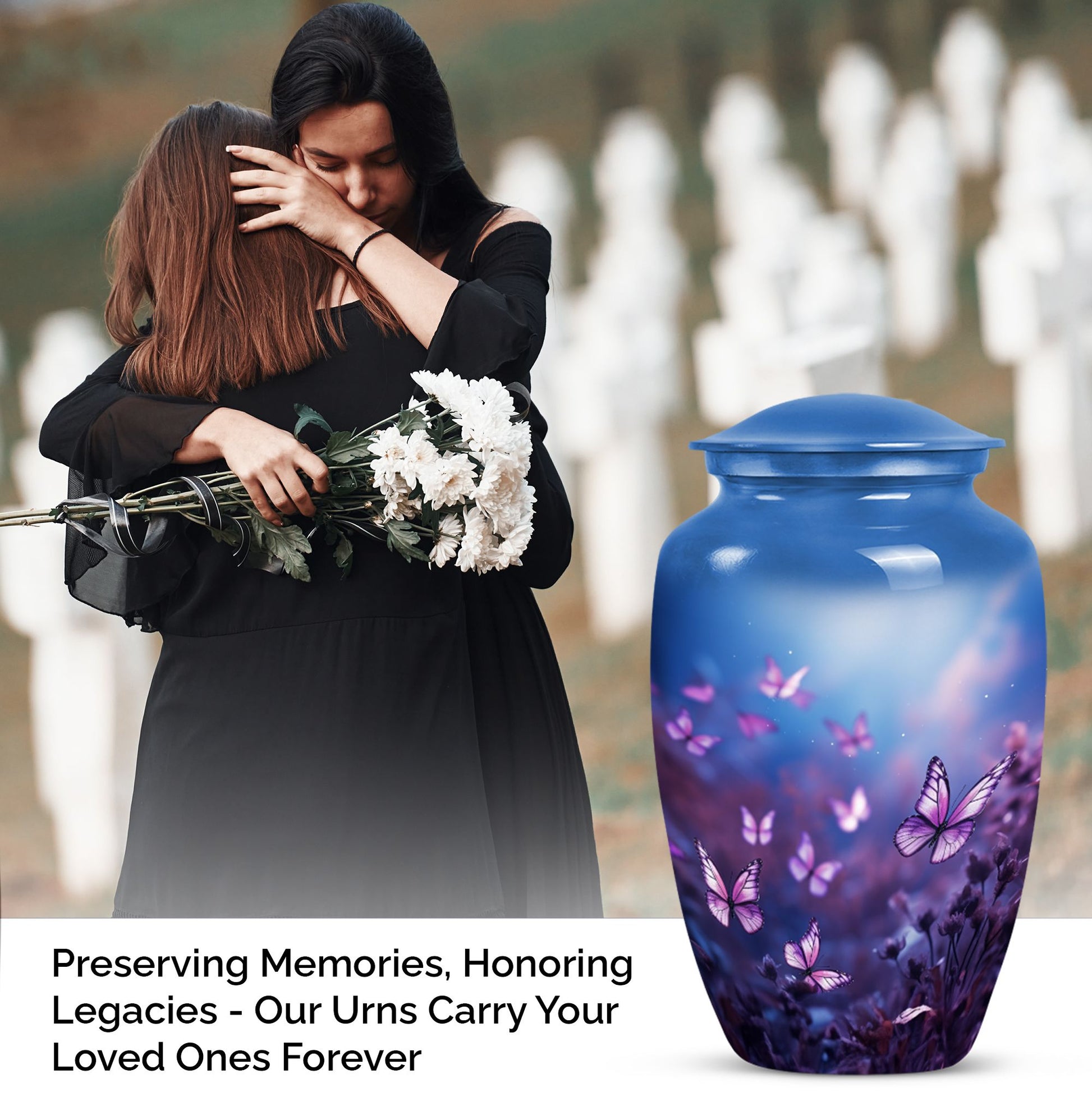 Beautiful butterfly cremation urn designed for adult human ashes, perfect for memorializing a loved one