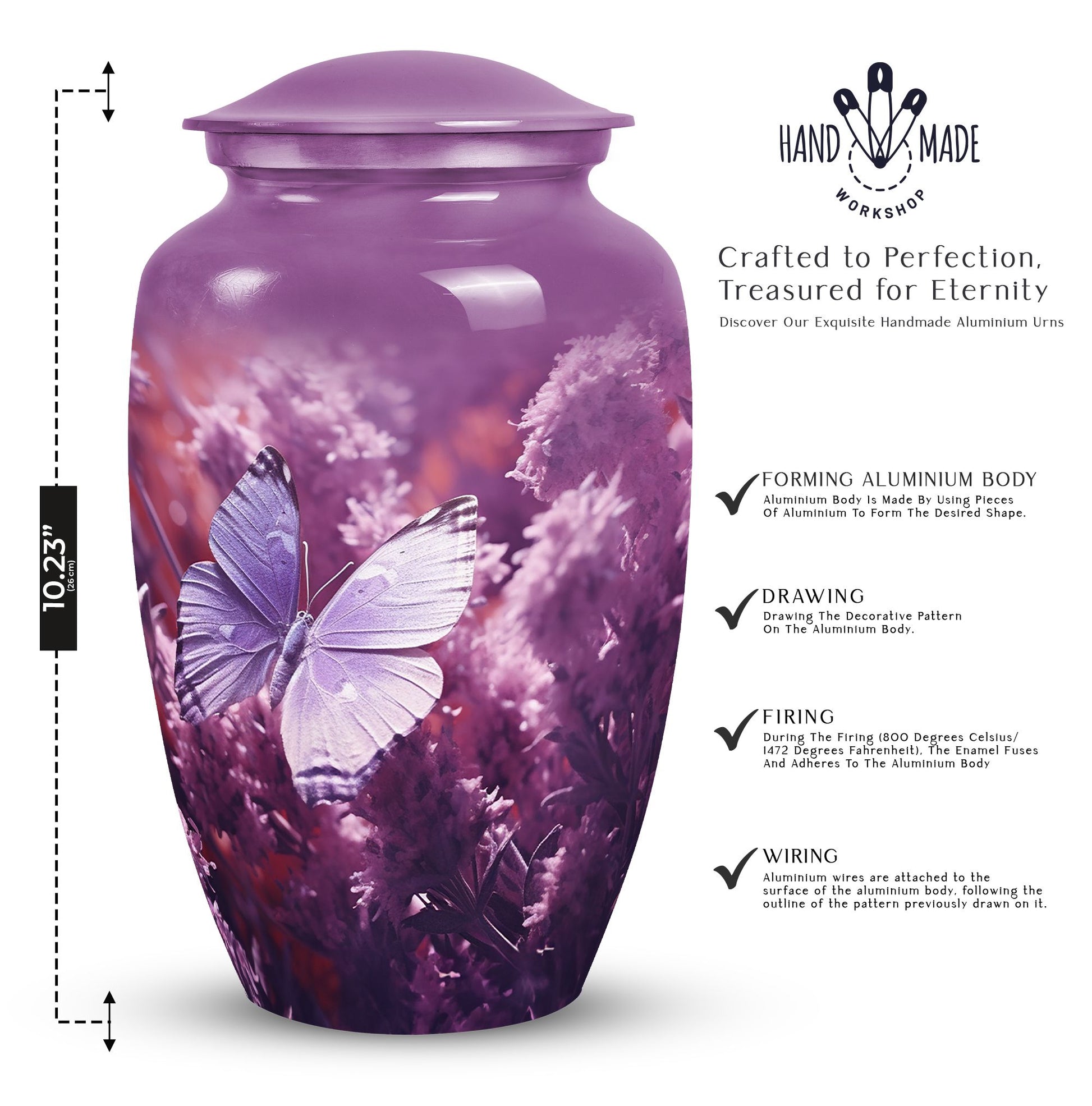 Medium-sized butterfly decorative urn for adult male ashes