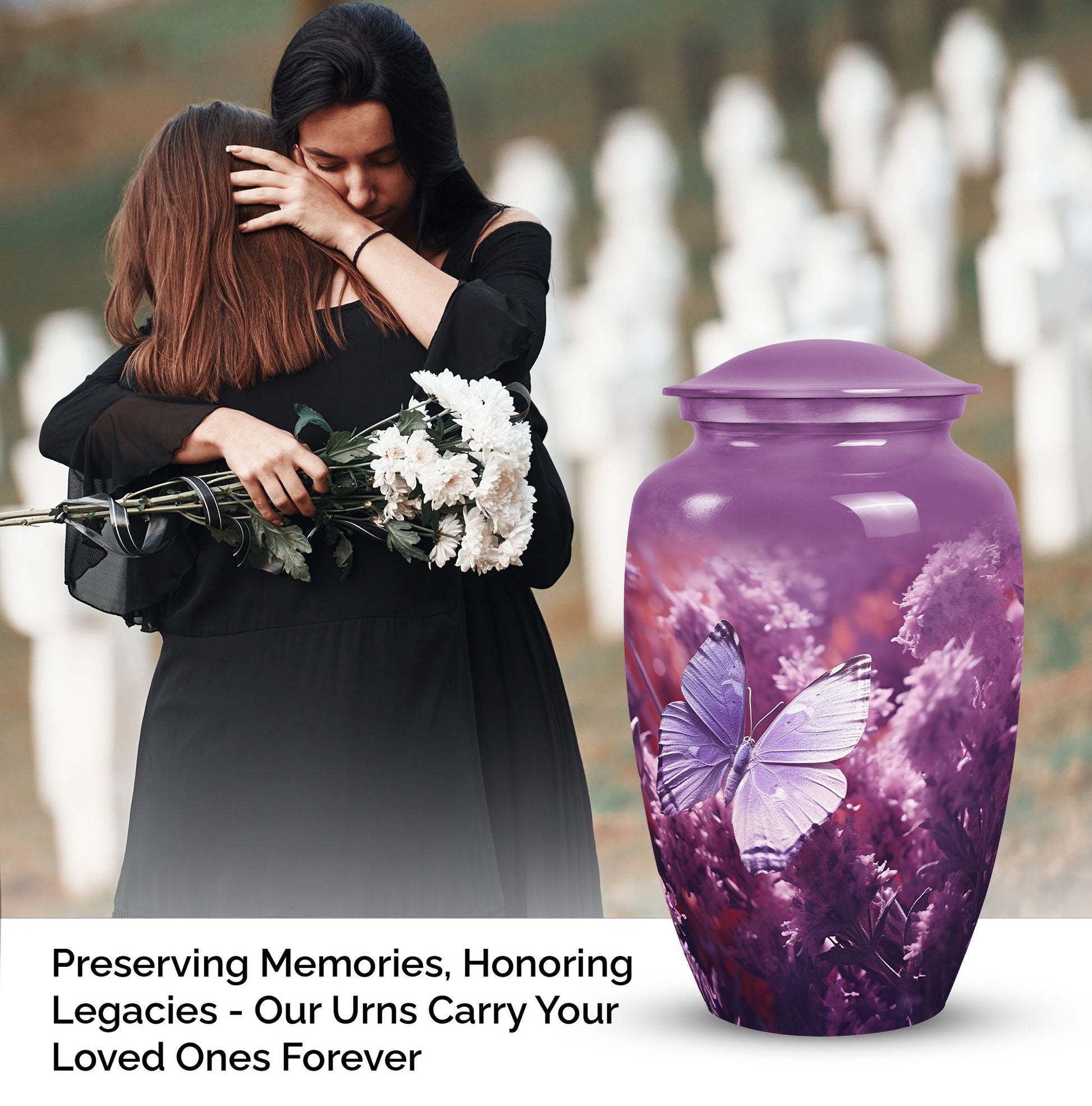 Medium-sized butterfly decorative urn for adult male ashes