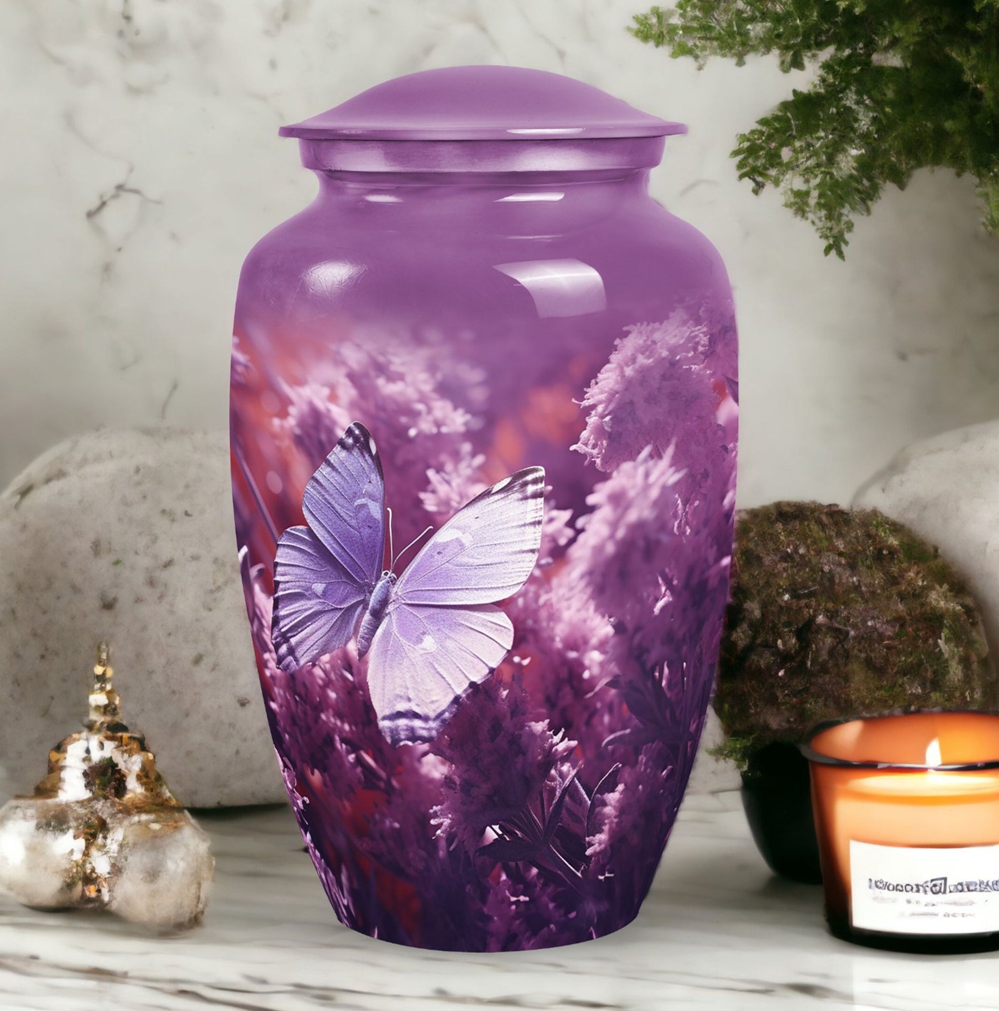 Medium-sized butterfly decorative urn for adult male ashes